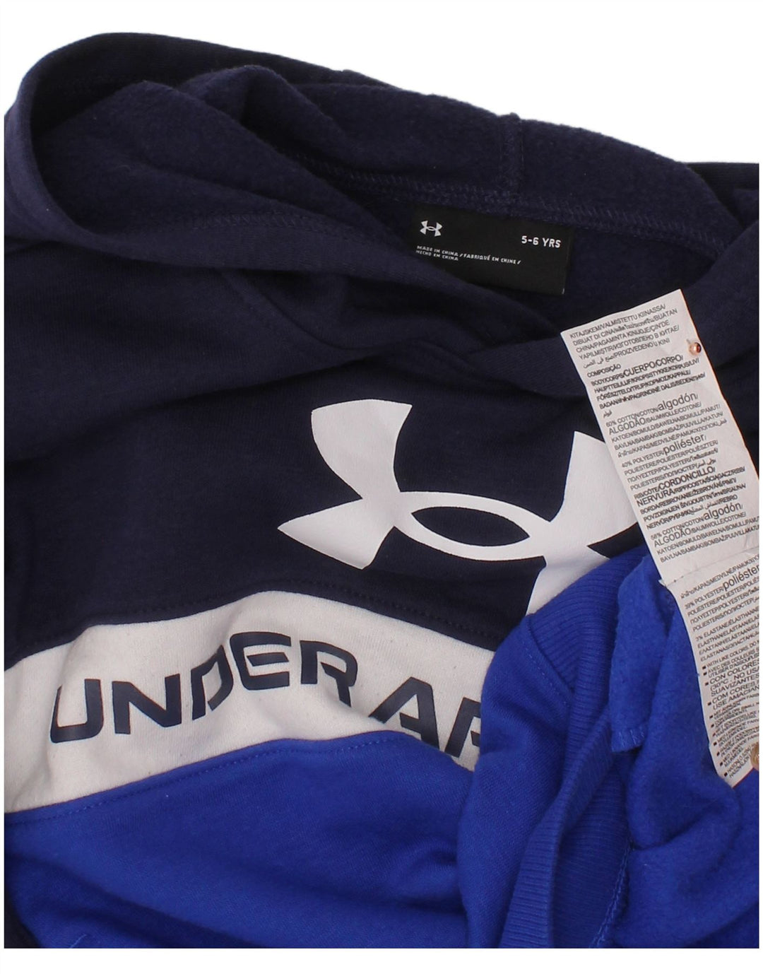 Felpa con cappuccio grafica per ragazzi UNDER ARMOUR 5-6 anni Blu navy a blocchi di colore