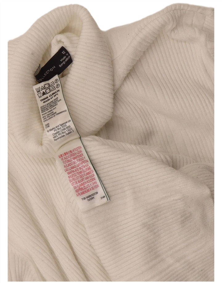 Maglione maglione a collo alto da donna Marks & Spencer UK 12 Viscosa bianca media