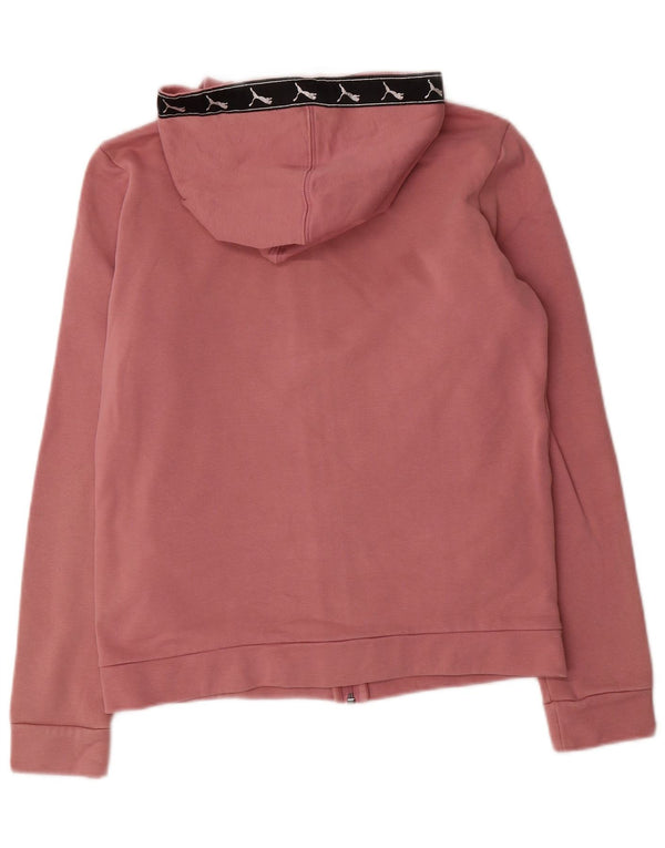 Felpa con cappuccio e zip grafica da donna Puma UK 14 Large in cotone color block rosa