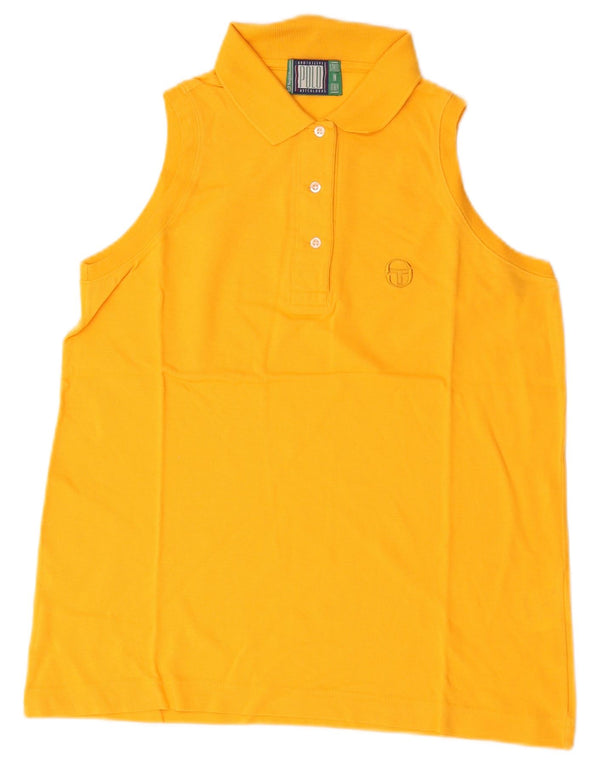 Polo senza maniche da donna Sergio Tacchini UK 10 Small in cotone giallo