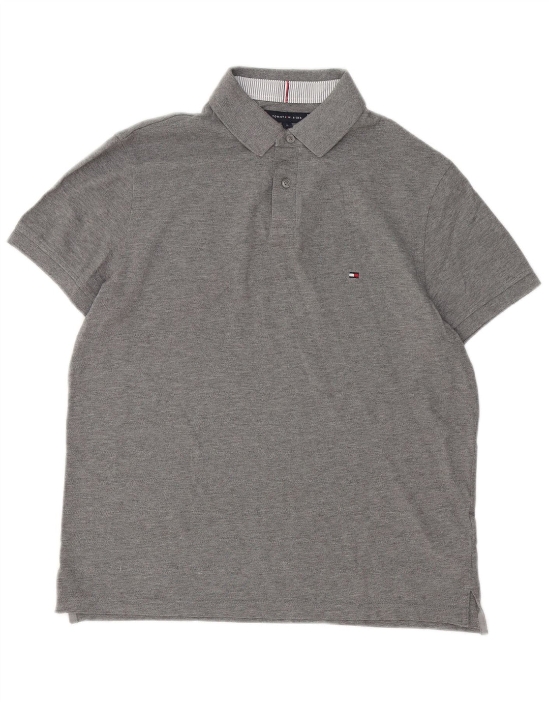 Polo da uomo Tommy Hilfiger in cotone grigio medio