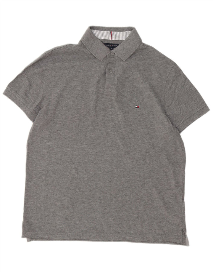 Polo da uomo Tommy Hilfiger in cotone grigio medio
