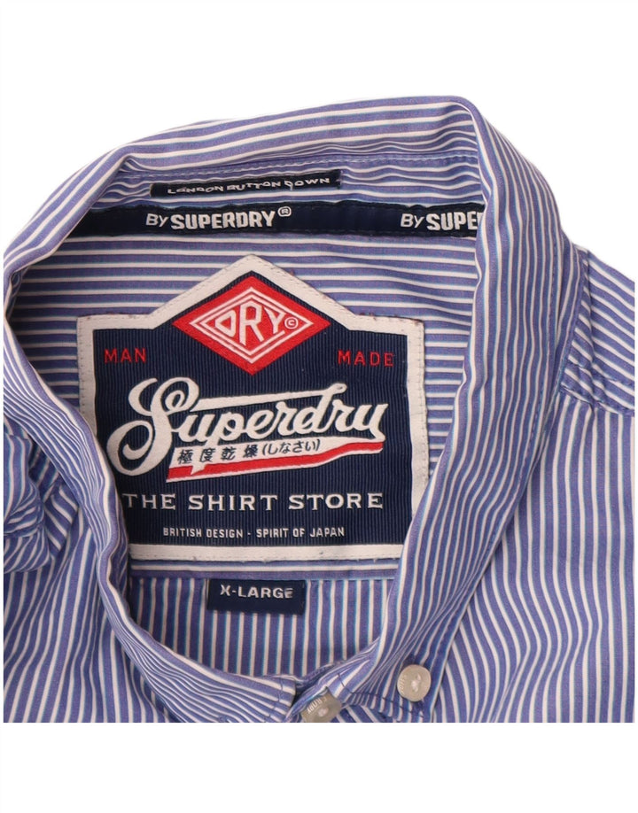 Camicia da uomo Superdry XL in cotone gessato blu