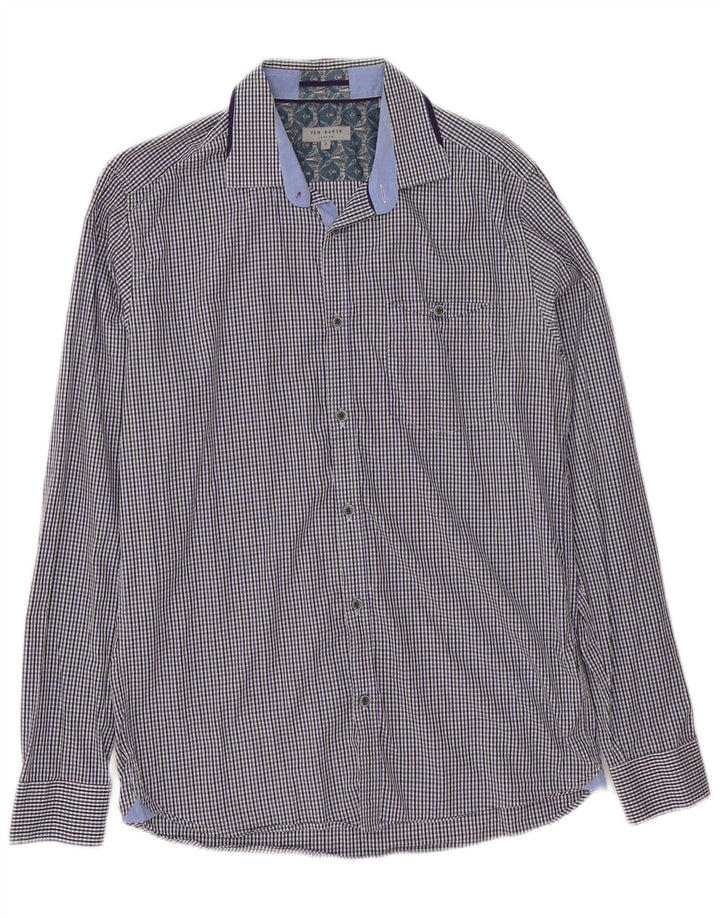 Ted Baker Camicia da uomo Taglia 3 Cotone a quadretti blu medio