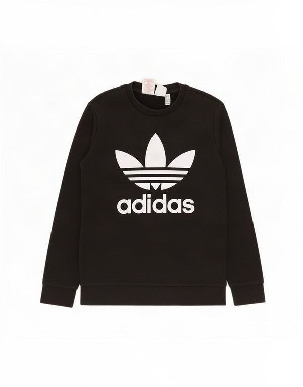 Adidas Boys Graphic Sweatshirt Jumper 12-13 Years Black Cotton