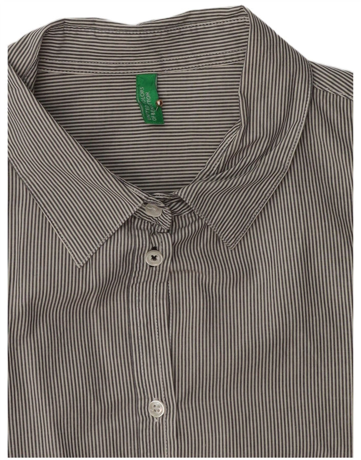 BENETTON Womens Shirt UK 16 Large Grey Striped