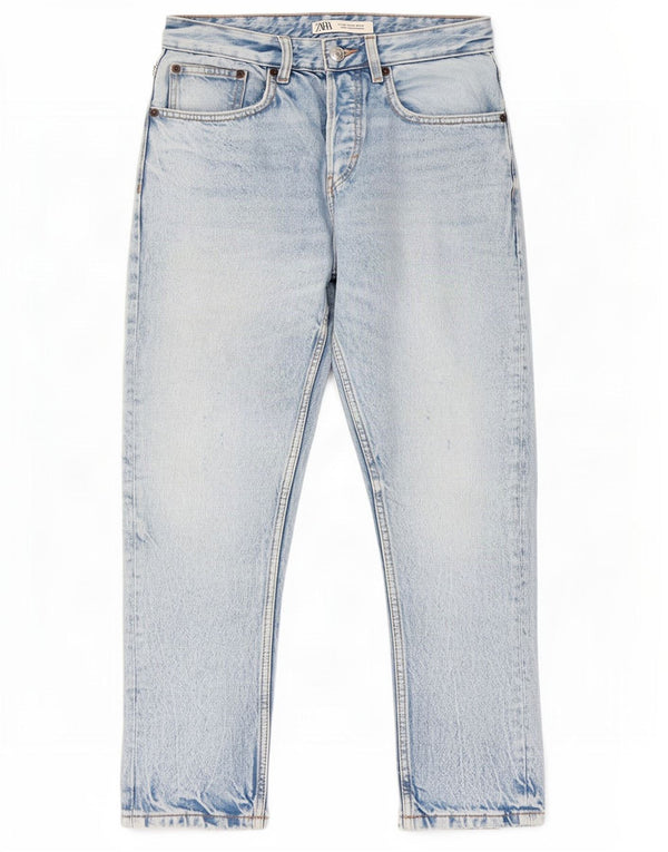 Jeans dritti effetto invecchiato da donna Zara EU 36 XS W29 L26 Blu