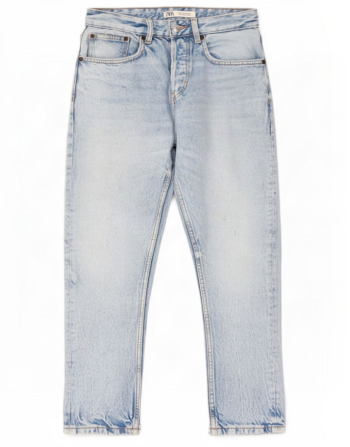 Jeans dritti effetto invecchiato da donna Zara EU 36 XS W29 L26 Blu