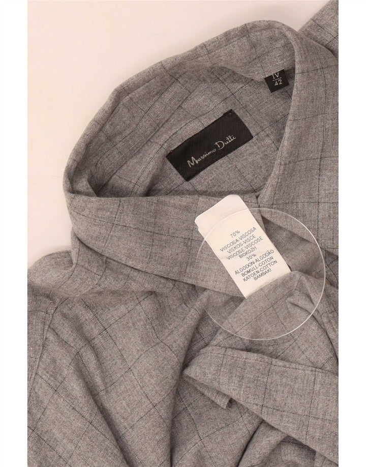 Camicia alta da uomo Massimo Dutti taglia 42 grande viscosa a quadri grigi