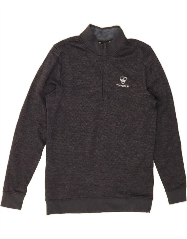 UNDER ARMOUR Mens Zip Neck Sweatshirt Jumper Medium Grey Chevron Polyester Vintage Under Armour and Second-Hand Under Armour from Messina Hembry 