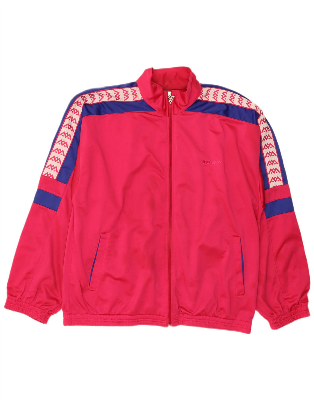 Giacca da tuta grafica da uomo vintage 2XL Poliestere color block rosa