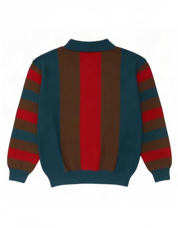 Maglione vintage da uomo con collo dolcevita in acrilico a strisce blu medio