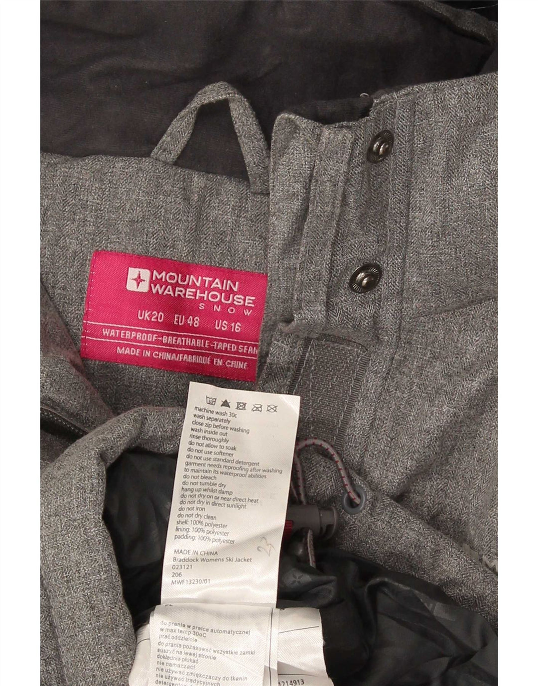Giacca a vento con cappuccio da donna Mountain Warehouse UK 20 2XL Grigio