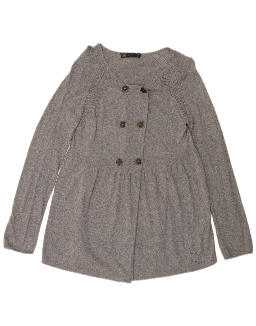 Maglione cardigan da donna Zara UK 14 grande cotone grigio