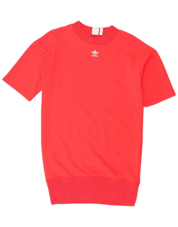 Felpa grafica da donna Adidas Jumper Dress UK 10 Small Red Cotton