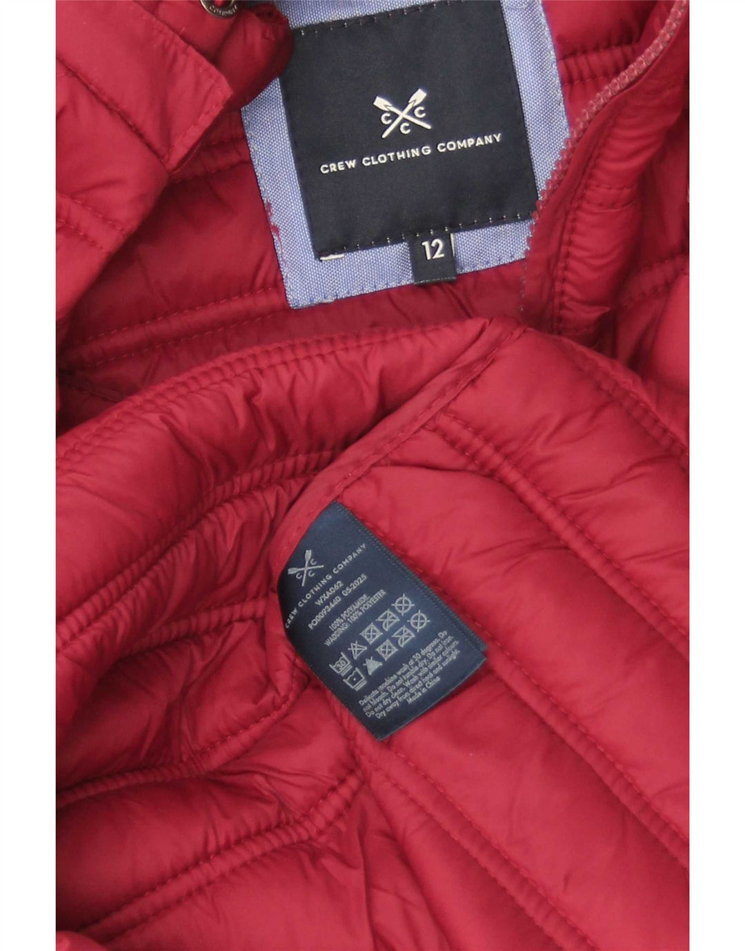 Crew Clothing Giacca imbottita con cappuccio da donna UK 12 Medium Red Poliammide