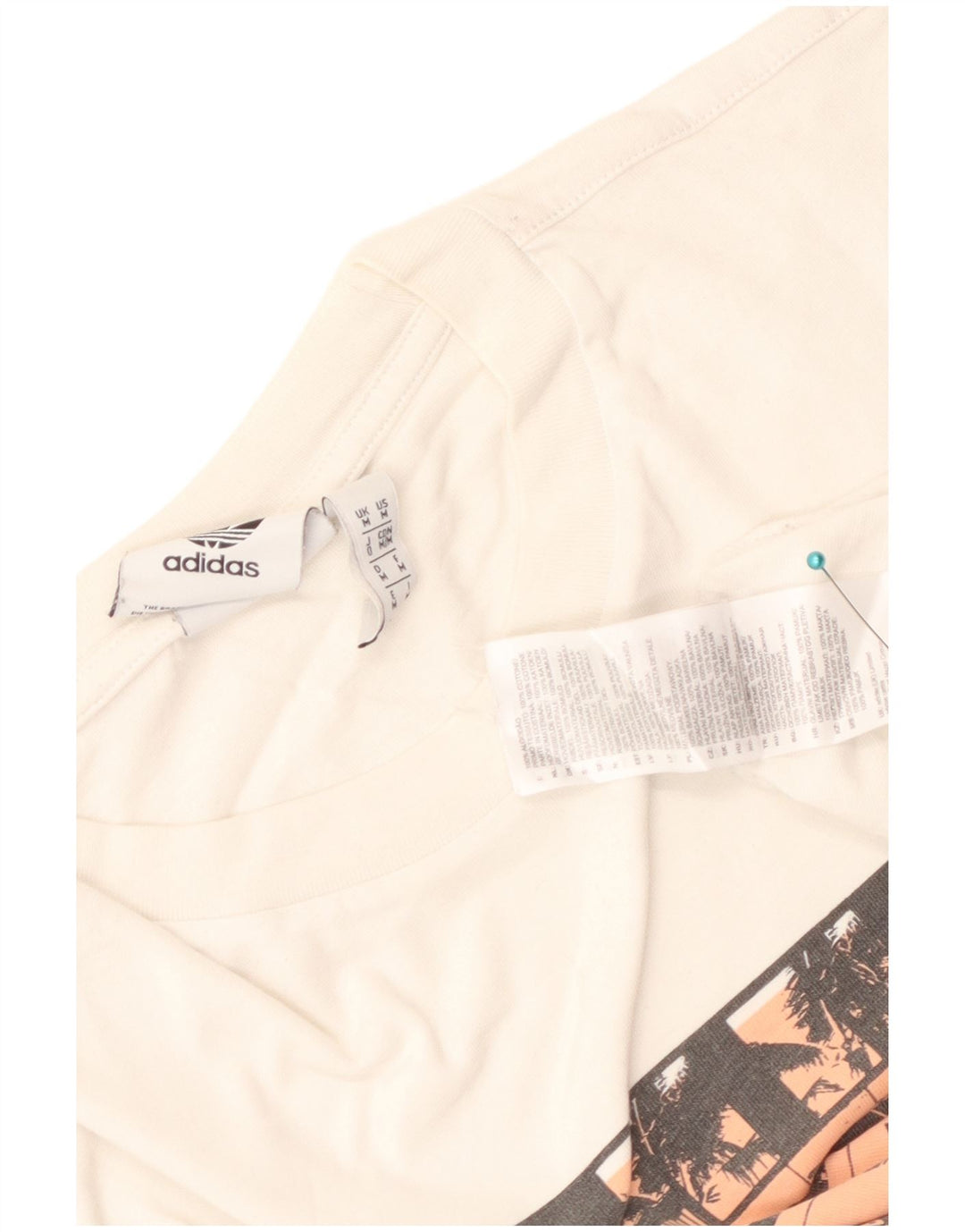 T-shirt grafica da uomo Adidas Top in cotone bianco medio