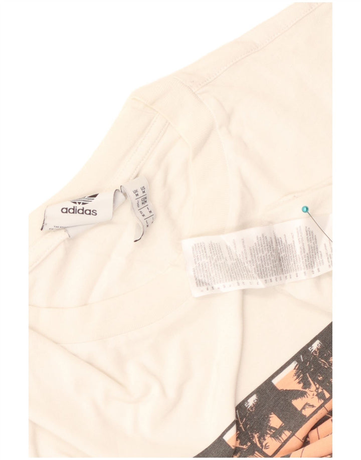 T-shirt grafica da uomo Adidas Top in cotone bianco medio