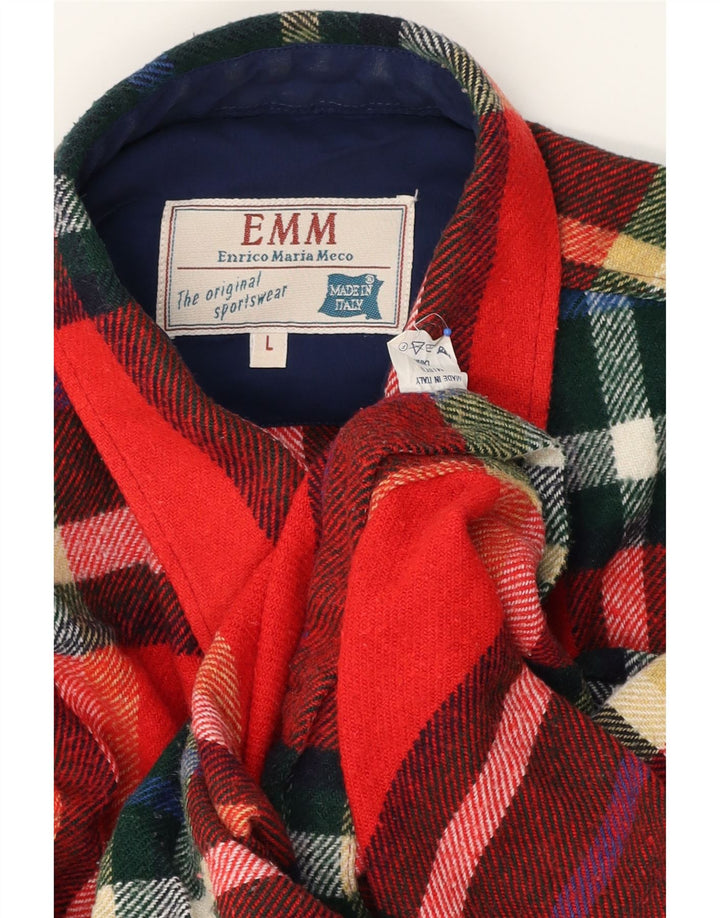 Camicia da uomo in flanella VINTAGE grande lana scozzese rossa