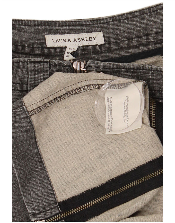 Gonna cargo in denim da donna Laura Ashley UK 10 piccola W28 cotone grigio