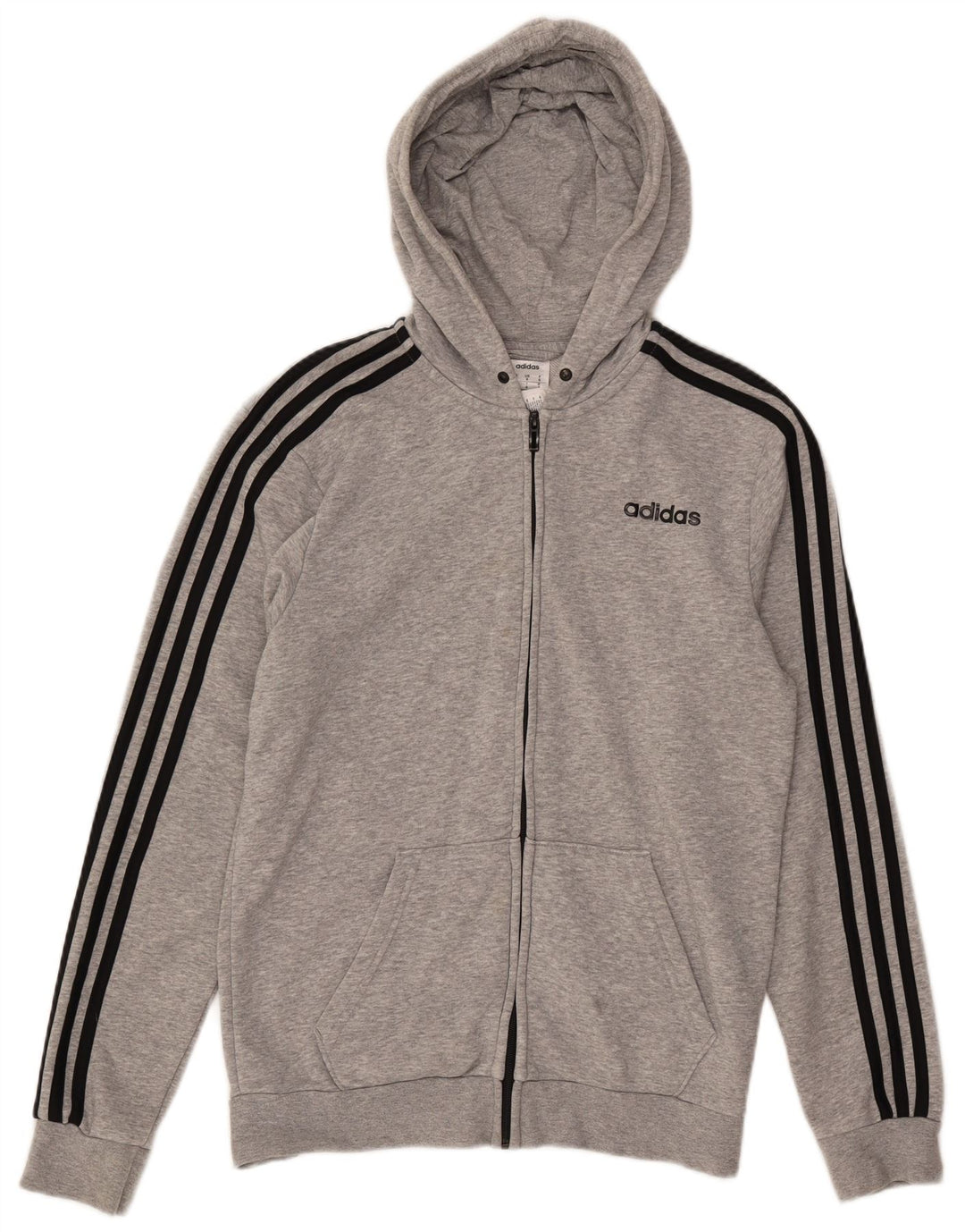 ADIDAS Mens Zip Hoodie Sweater Small Grey Cotton