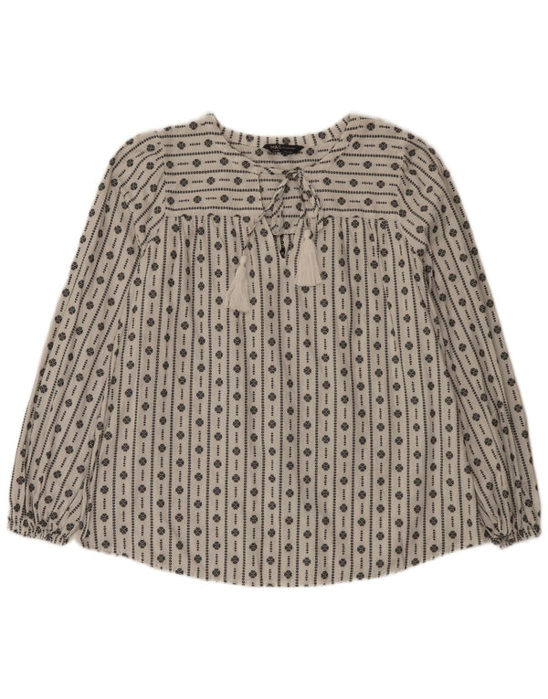 Top camicetta da donna Marks & Spencer UK 16 grande cotone geometrico bianco