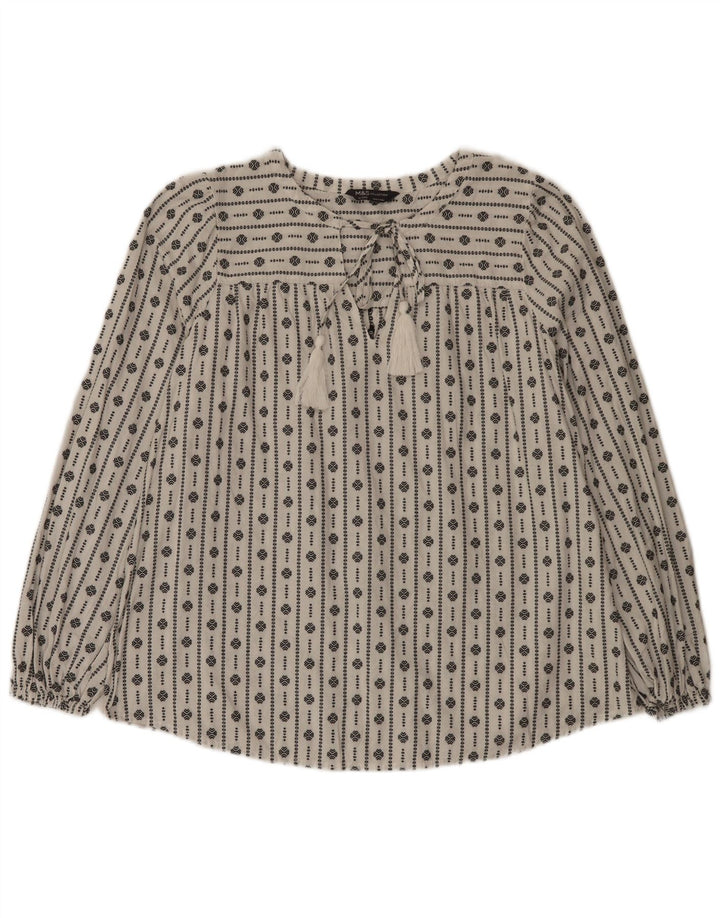 Top camicetta da donna Marks & Spencer UK 16 grande cotone geometrico bianco