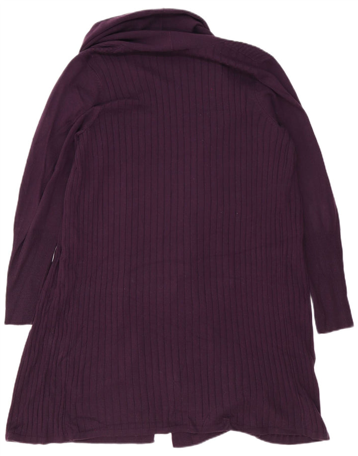 Maglione cardigan aperto lungo da donna Marks & Spencer UK 16 grande viola