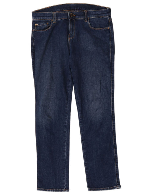 Jeans dritti corti da donna Armani W30 L25 cotone blu