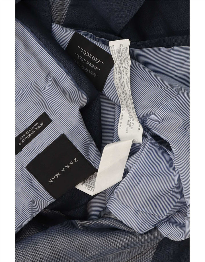 Giacca blazer da uomo a 2 bottoni su misura Zara EU 50 blu navy medio