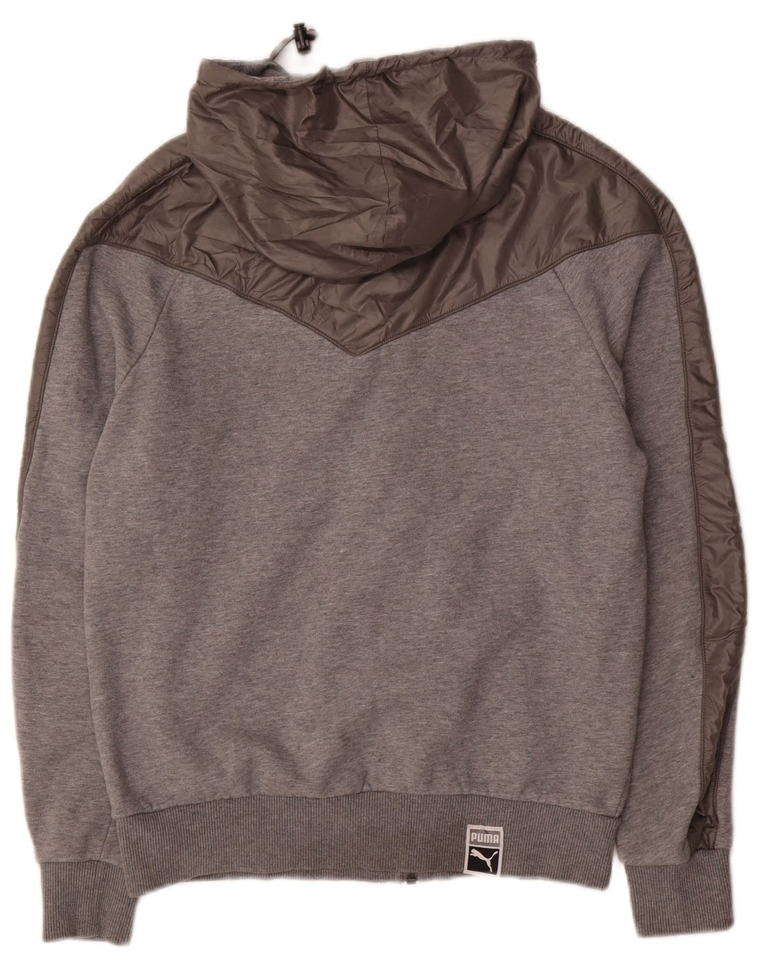 Felpa con cappuccio e zip da uomo Puma piccola in cotone grigio
