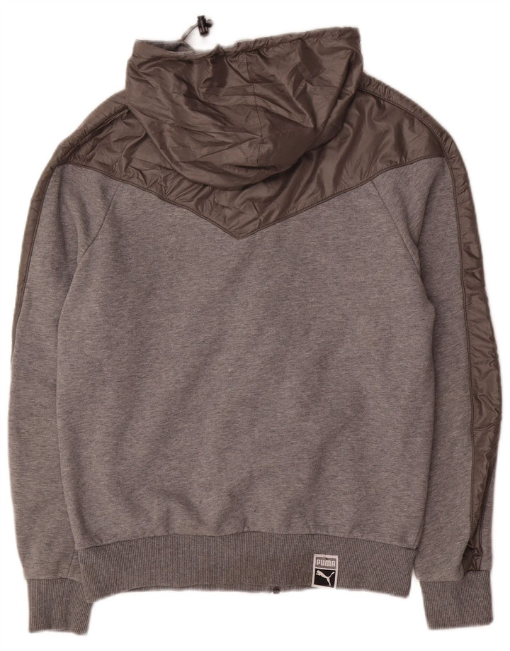 Felpa con cappuccio e zip da uomo Puma piccola in cotone grigio