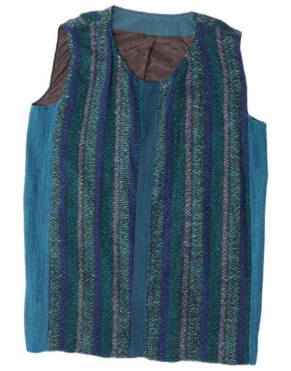 Top camicetta senza maniche oversize da donna vintage UK 18 XL a righe blu