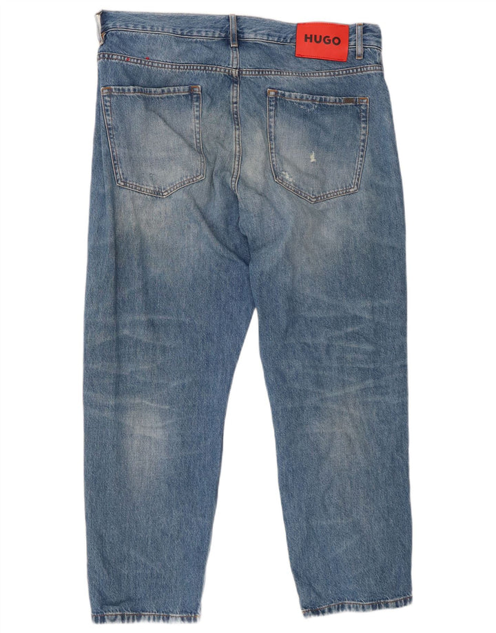 Jeans dritti da uomo HUGO BOSS W34 L27 in cotone blu