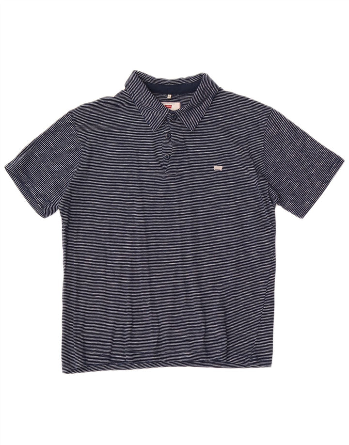 Polo da uomo Carrera piccola gessata blu navy