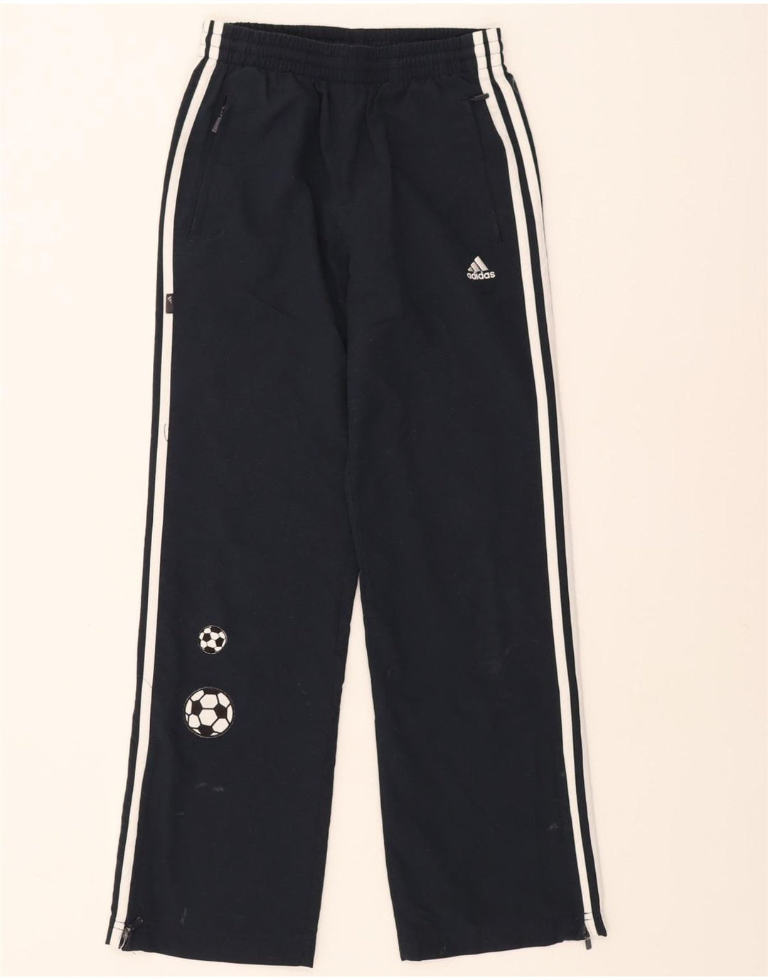 Pantaloni della tuta da ragazzo Adidas 11-12 anni in poliestere blu navy