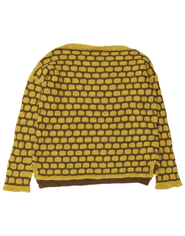 Maglione maglione con scollo a barca da donna Liu Jo UK 16 Grande giallo geometrico