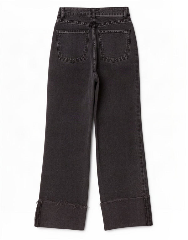 Jeans Zara da donna a gamba larga a vita alta EU 32 2XS W22 L28 Cotone nero