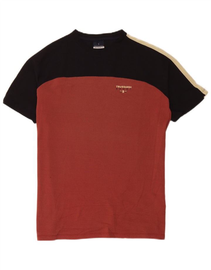 T-shirt Uomo Trussardi Top Rosso Medio Colourblock in Poliammide