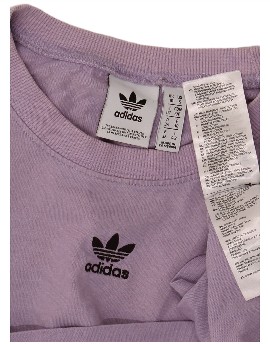 T-shirt oversize da donna ADIDAS UK 10 piccola in cotone viola
