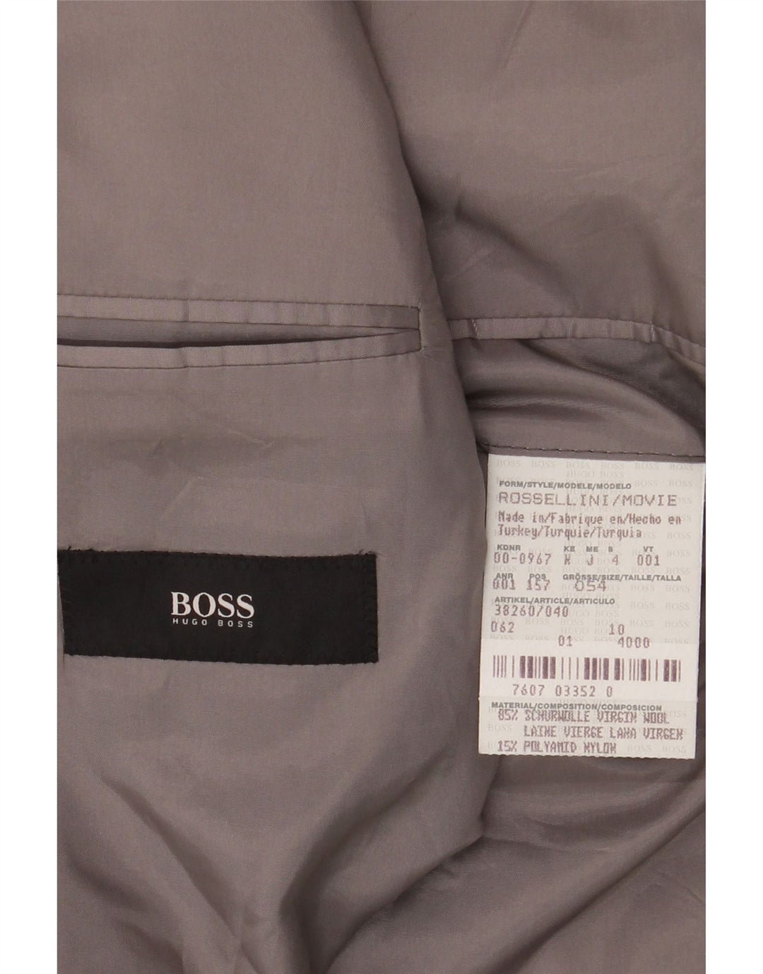 Giacca blazer da uomo a 3 bottoni HUGO BOSS EU 54 2XL Gessato nero