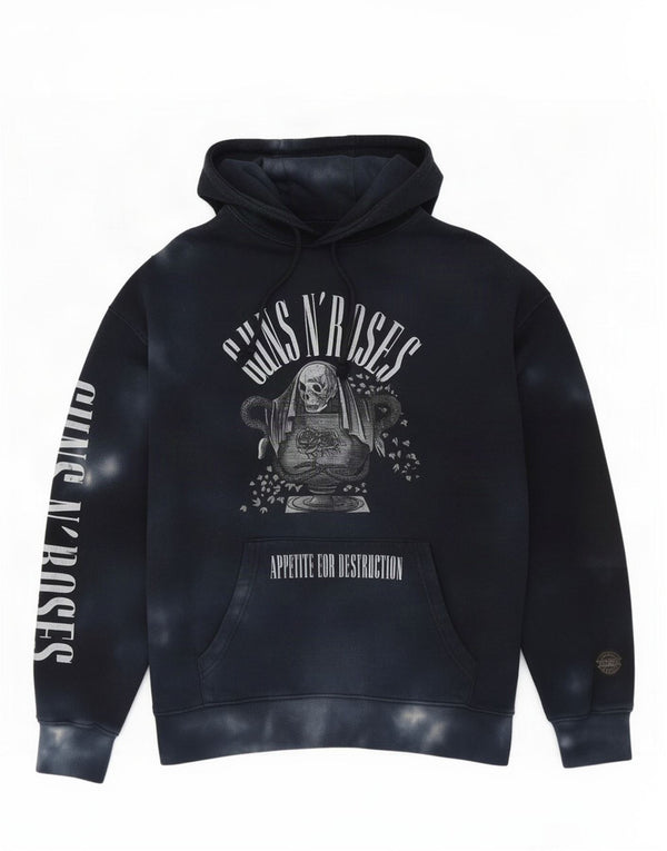 Pull & Bear Felpa con cappuccio grafica Guns Roses da uomo, piccola, blu navy, tinta unita
