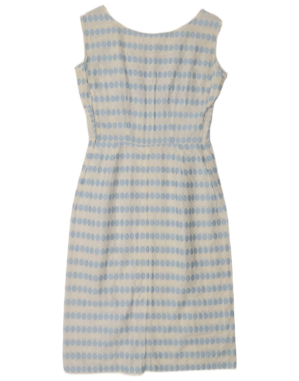 Abito tubino senza maniche vintage da donna UK 10 piccoli pois bianchi