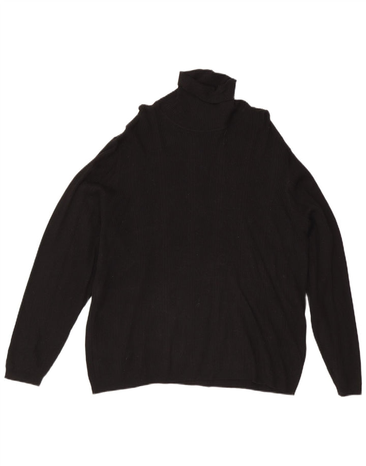 Maglione maglione a collo alto da donna Marks & Spencer UK 22 3XL viscosa nera