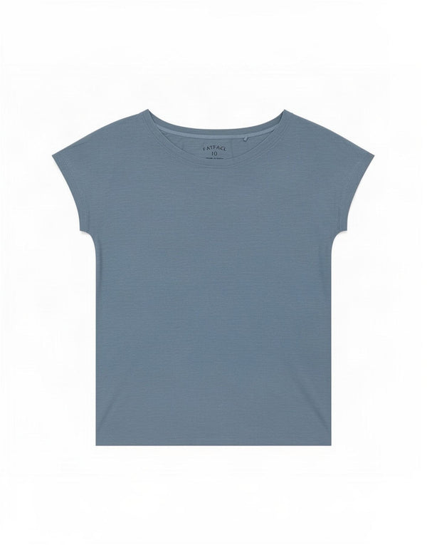 T-shirt oversize da donna Fat Face Top UK 10 piccola in cotone blu