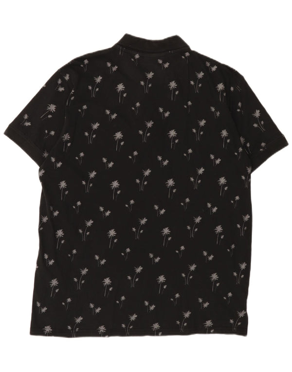 Polo da uomo Pierre Cardin grande cotone floreale nero hawaiano