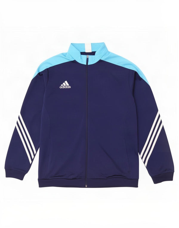 Giacca da tuta da uomo Adidas XL in poliestere color block blu navy