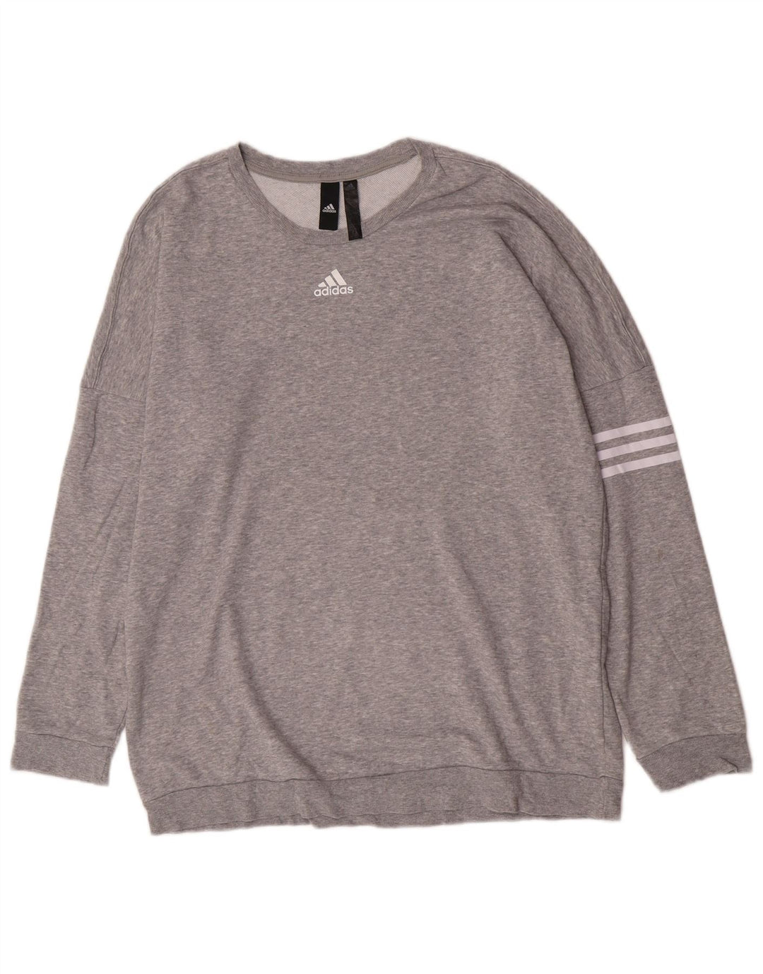 Felpa oversize con grafica Adidas da donna UK 16/8 grande cotone grigio