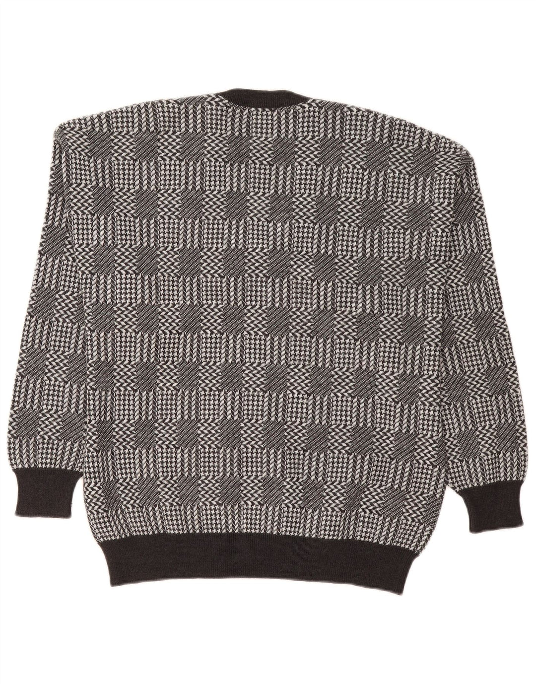 Maglione da uomo con scollo a V Bramante, grande motivo a quadri grigi