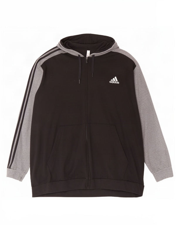 Maglione con cappuccio e zip da uomo Adidas 4XL in cotone color block nero